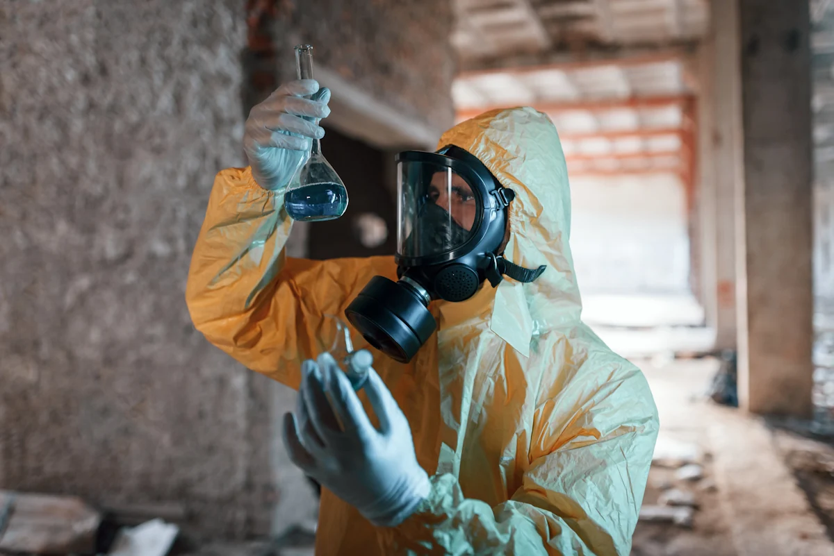 une personne qui fait un diagnostic amiante sur une maison